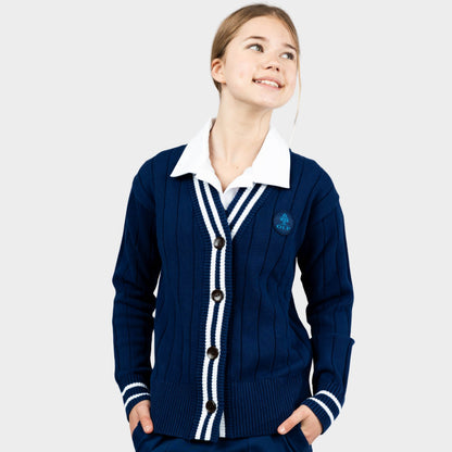 AOLP Letterman V-Neck Cardigan Navy