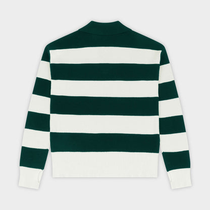 Archer Striped Rugby Polo Pullover Green