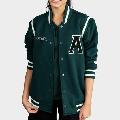 Archer Fleece Varsity Jacket Green