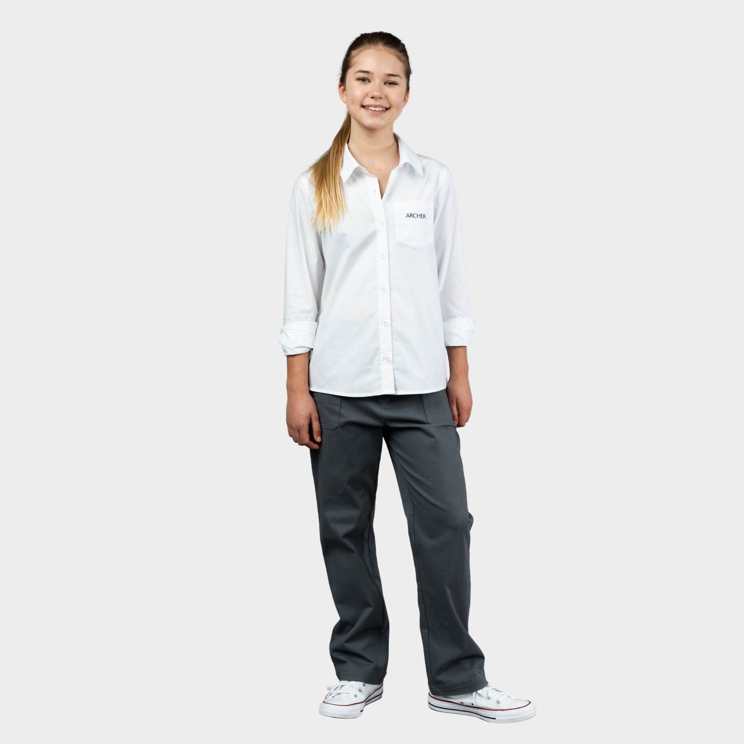 Archer Long Sleeve Button Down Shirt White