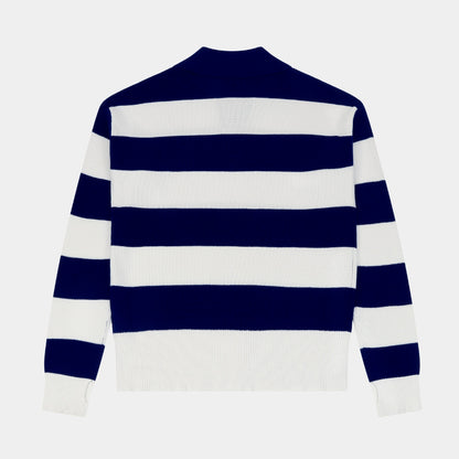 NDB Striped Rugby Polo Pullover Navy