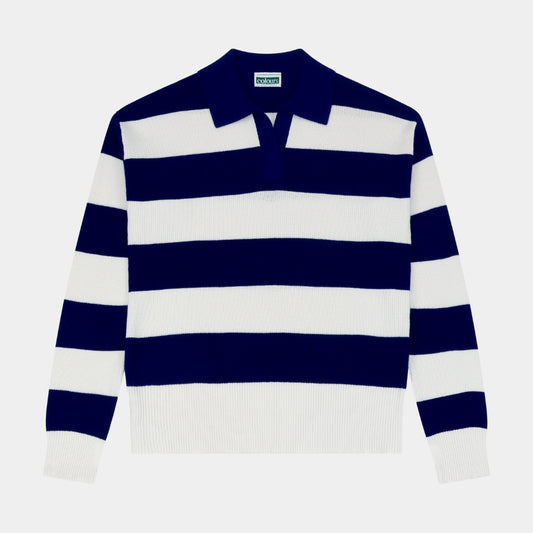 NDB Striped Rugby Polo Pullover Navy