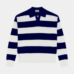 NDB Striped Rugby Polo Pullover Navy