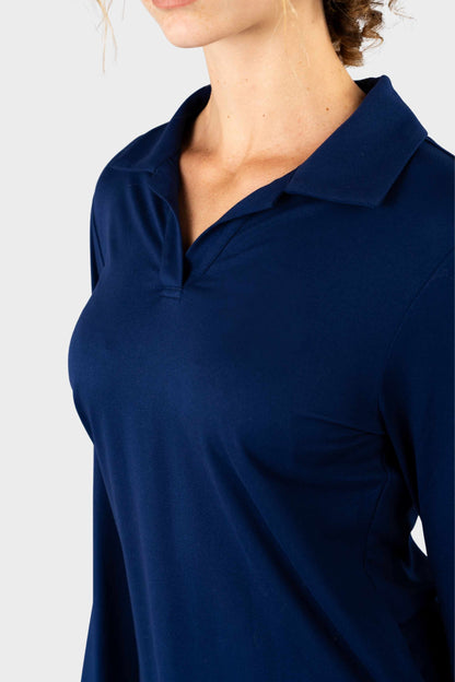 Castilleja Cozy Long Sleeve Polo Navy