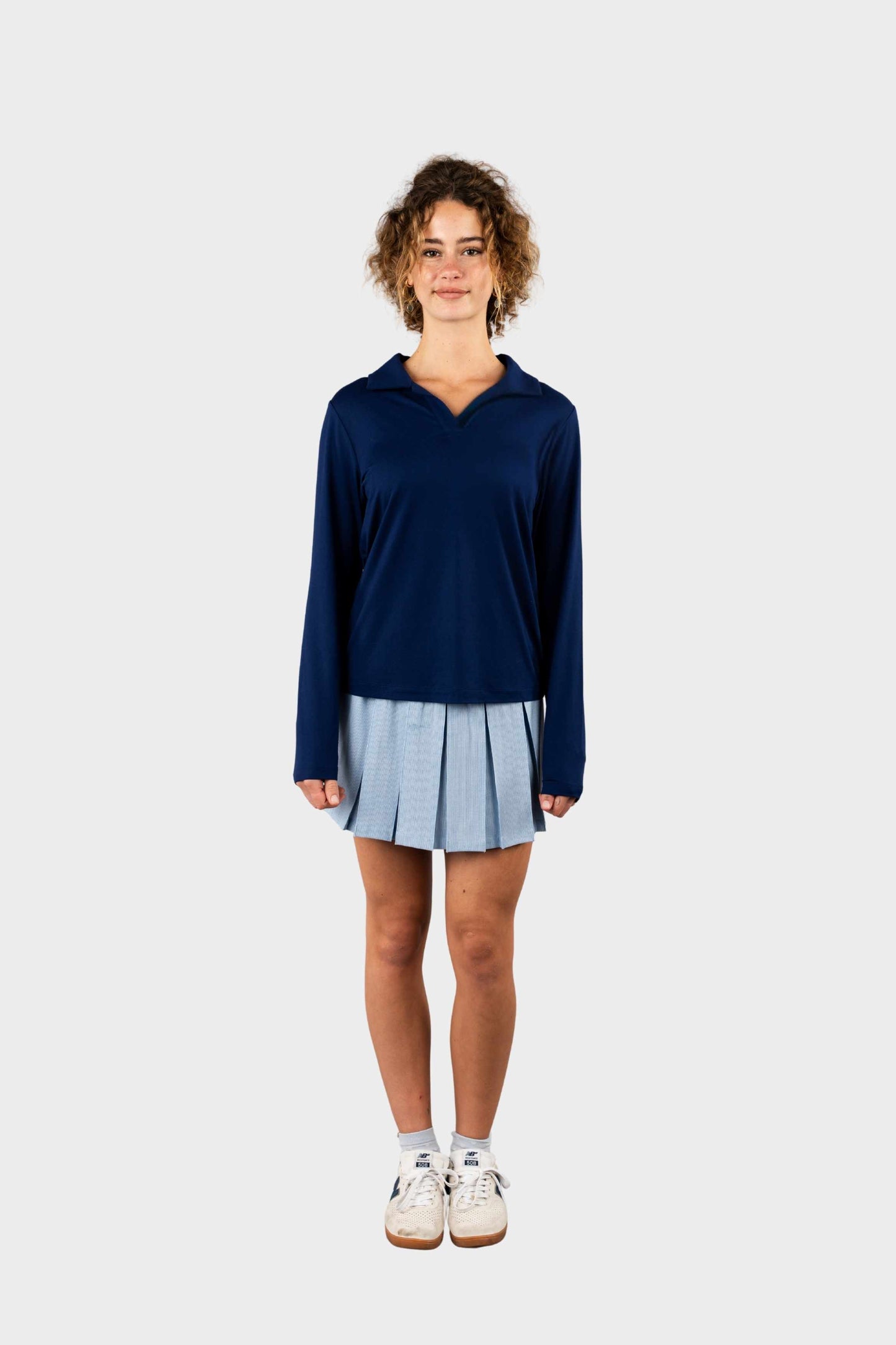 Castilleja Cozy Long Sleeve Polo Navy