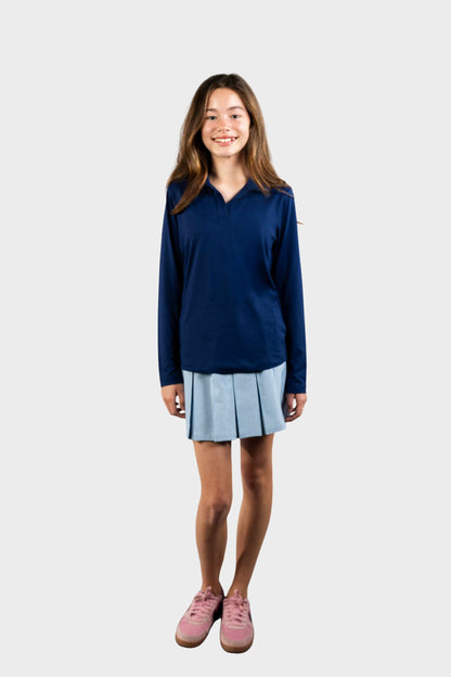 Castilleja Cozy Long Sleeve Polo Navy