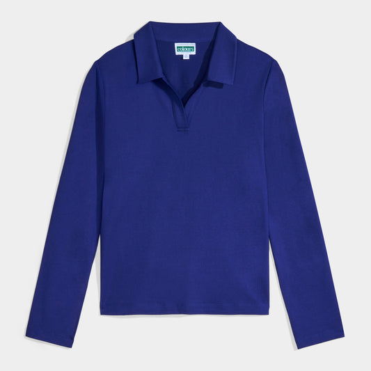 Castilleja Cozy Long Sleeve Polo Navy