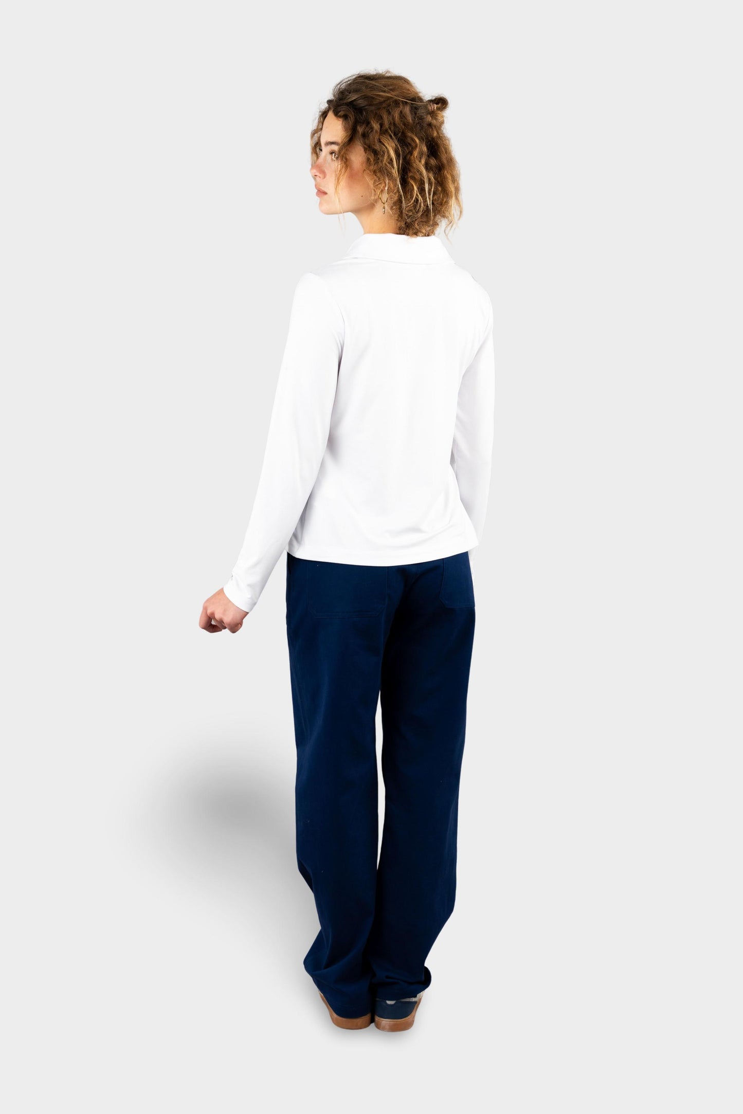Castilleja Cozy Long Sleeve Polo White