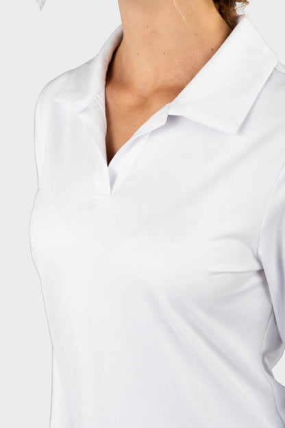 Castilleja Cozy Long Sleeve Polo White