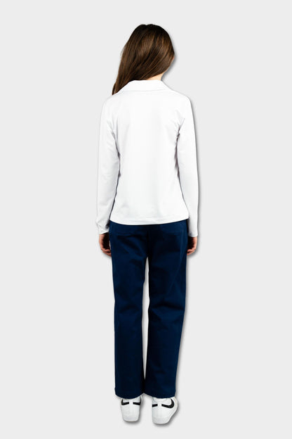 Castilleja Cozy Long Sleeve Polo White