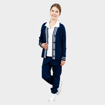 Castilleja Letterman V-Neck Cardigan Navy