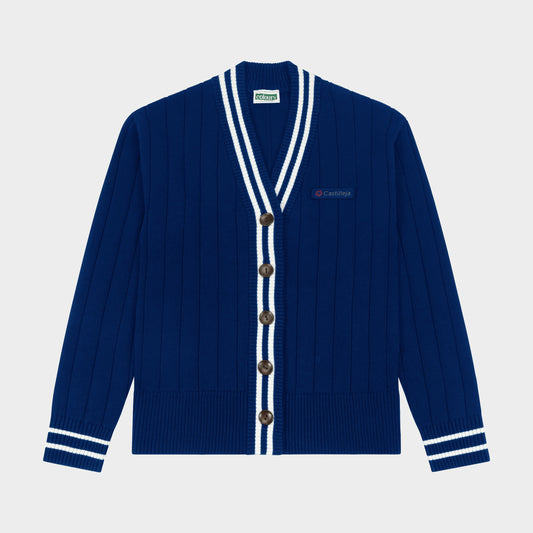 Castilleja Letterman V-Neck Cardigan Navy