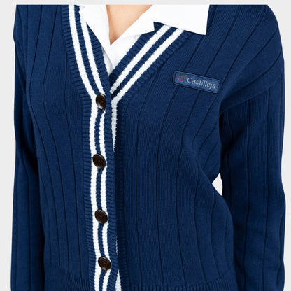 Castilleja Letterman V-Neck Cardigan Navy