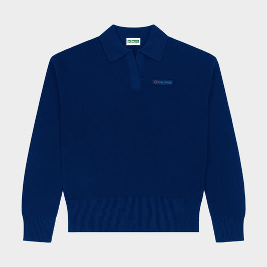 Castilleja Solid Rugby Polo Pullover Navy