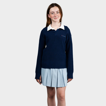 Castilleja Solid Rugby Polo Pullover Navy