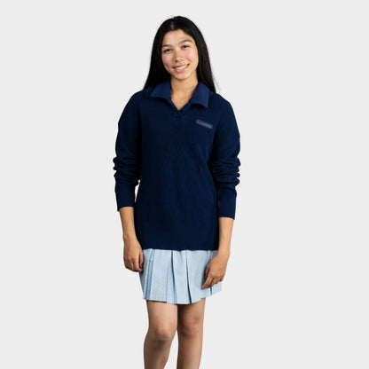 Castilleja Solid Rugby Polo Pullover Navy