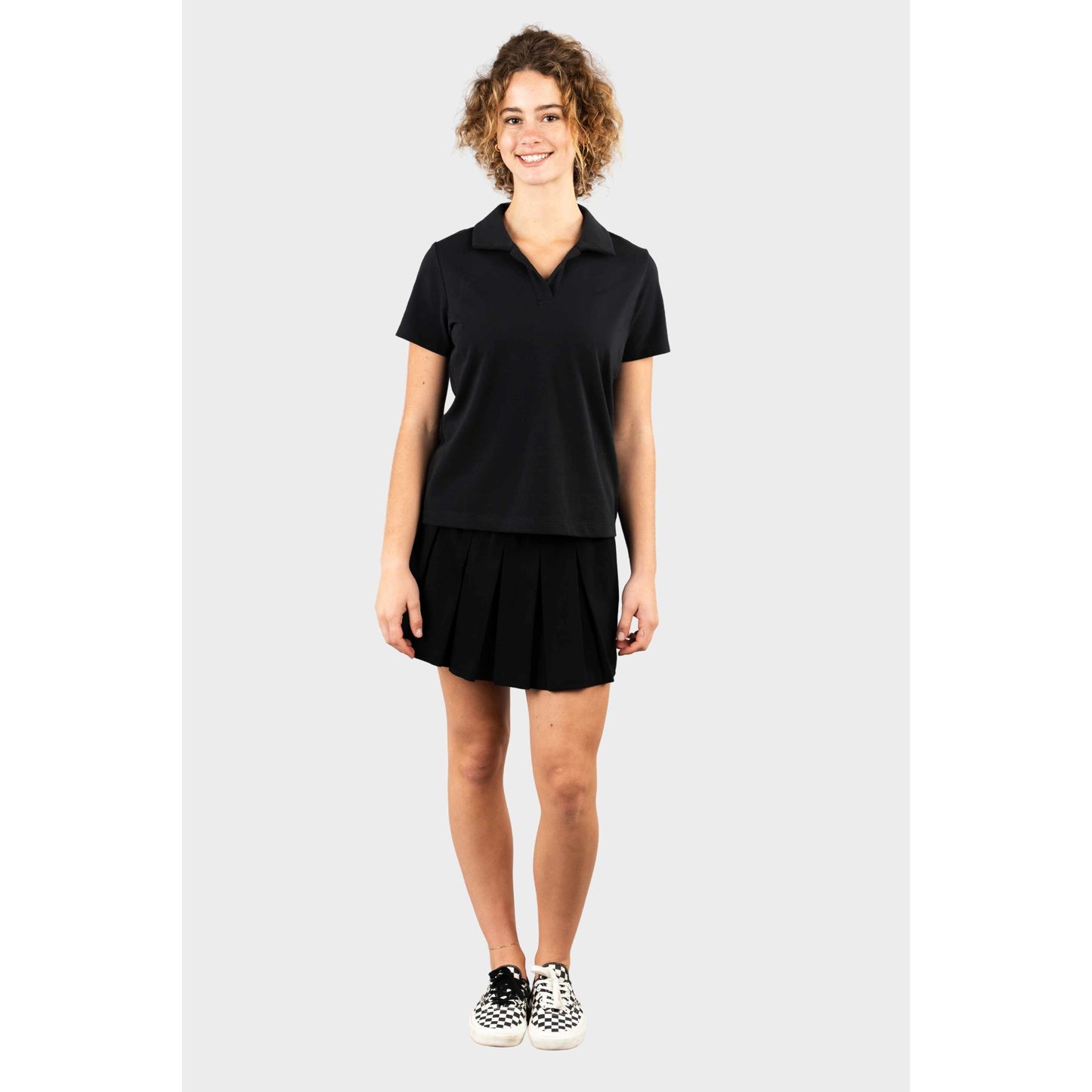 Modern Pleated Skirt with Bike Shorts Black