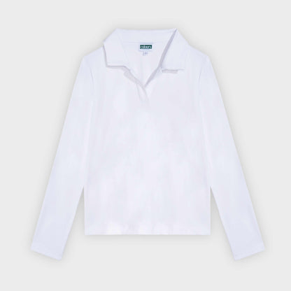 Castilleja Cozy Long Sleeve Polo White