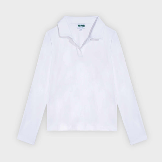 Castilleja Cozy Long Sleeve Polo White