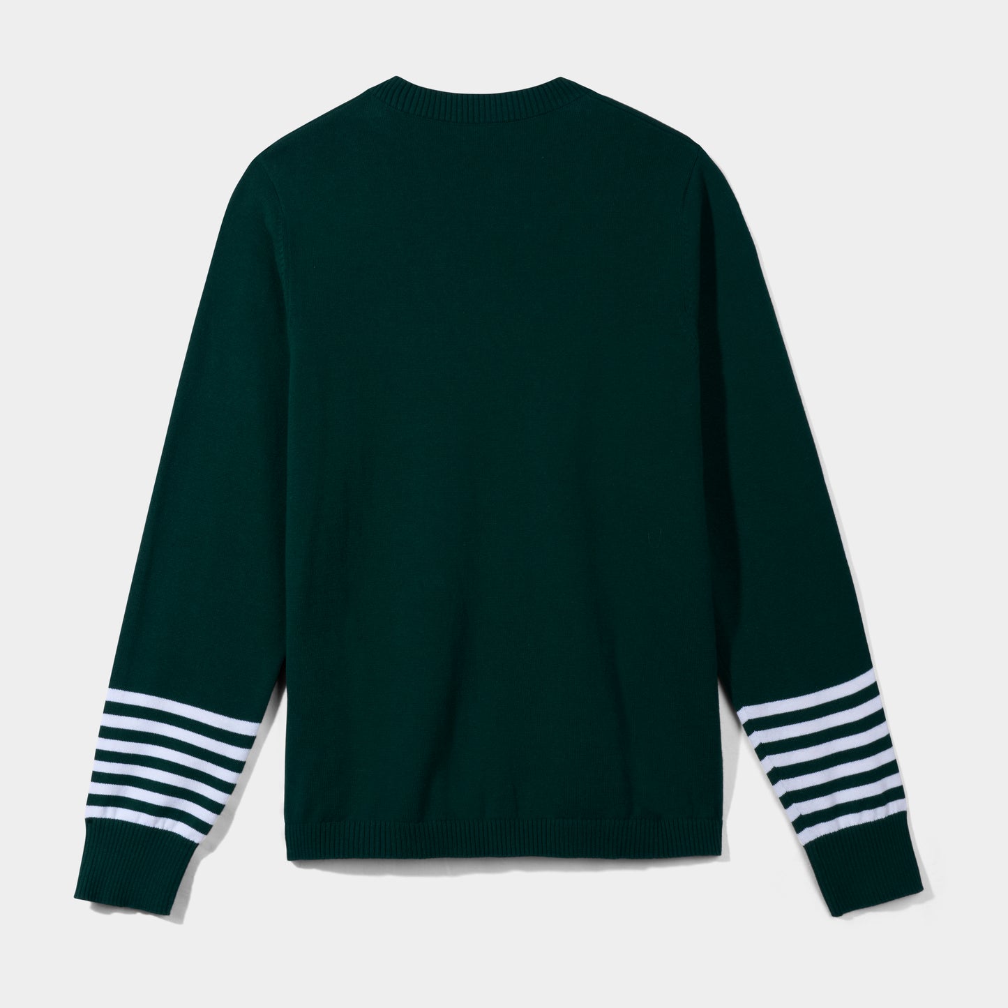 FSHA V-Neck Pullover with Striped Sleeves Green