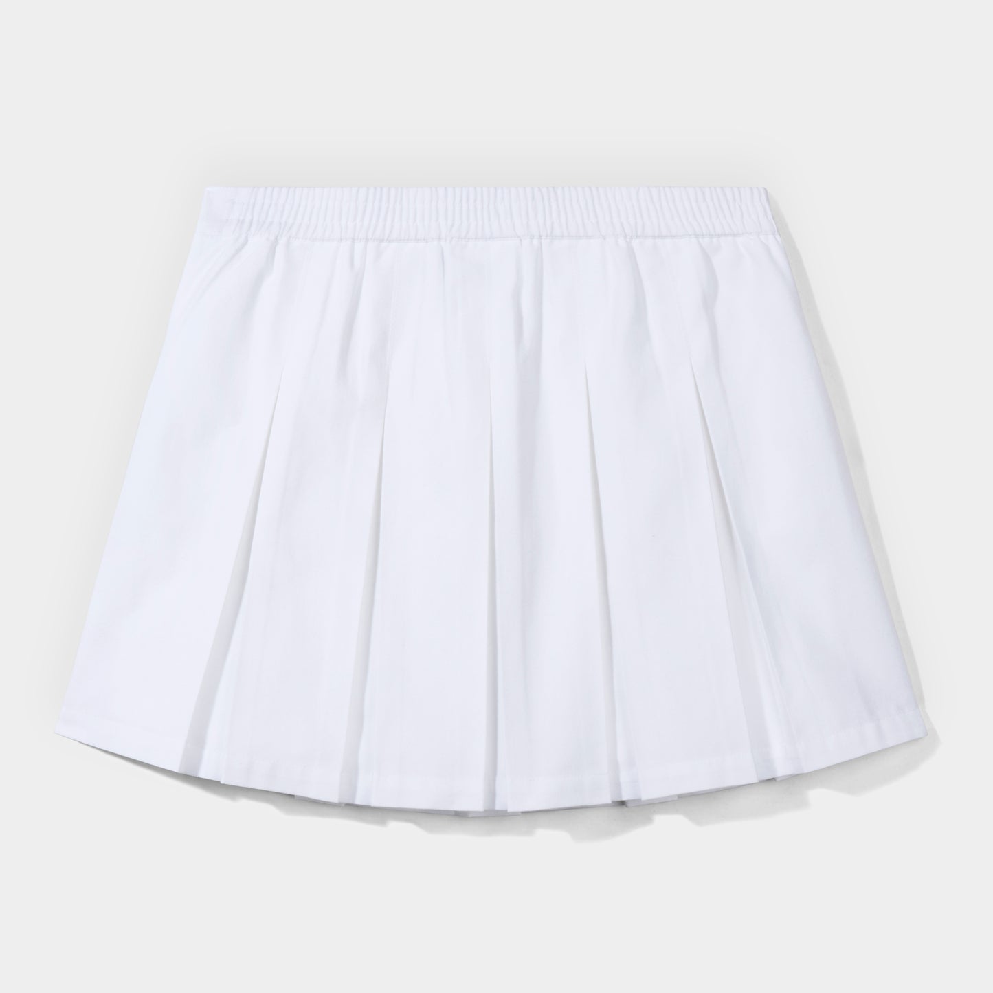 Flat Front Modern Pleated Skirt White