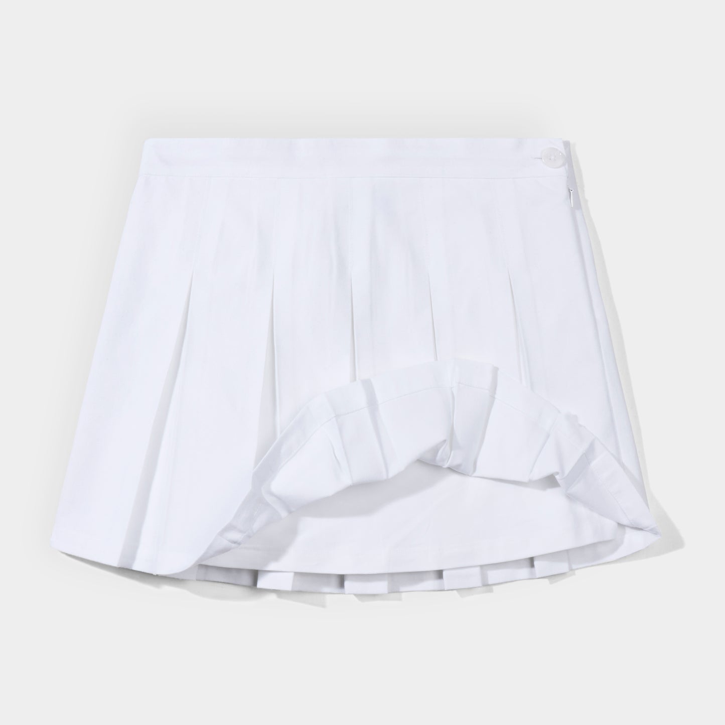 Flat Front Modern Pleated Skirt White