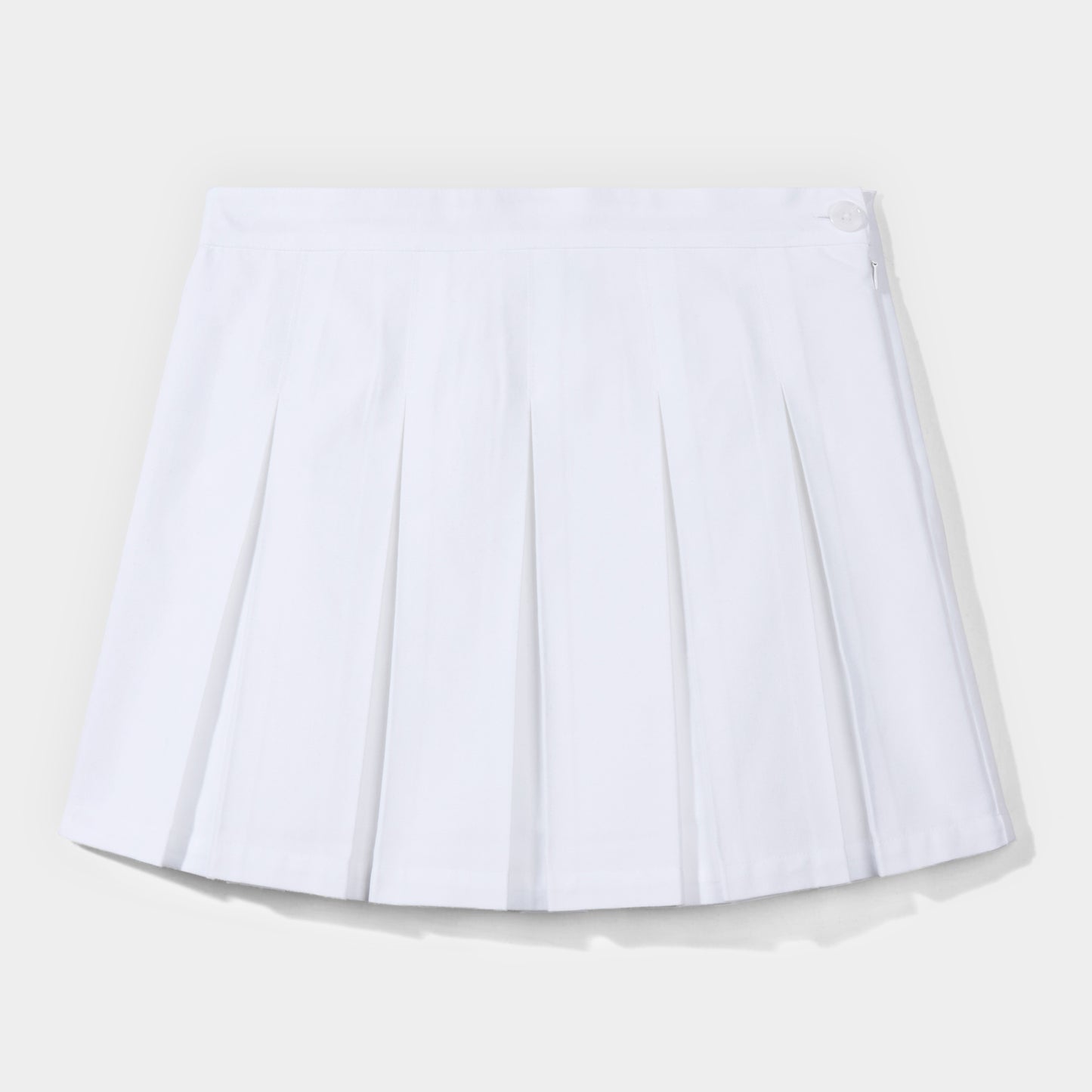 Flat Front Modern Pleated Skirt White