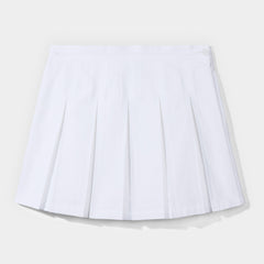 Flat Front Modern Pleated Skirt White