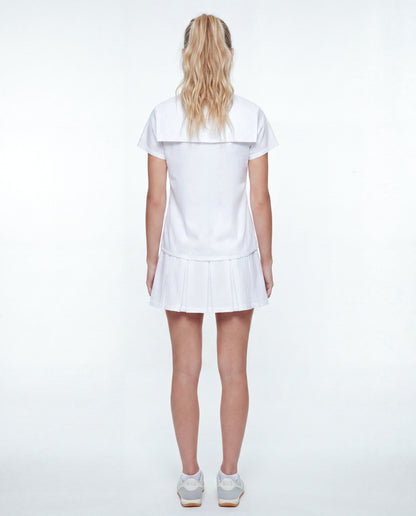 Flat Front Modern Pleated Skirt White