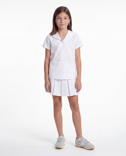 Flat Front Modern Pleated Skirt White