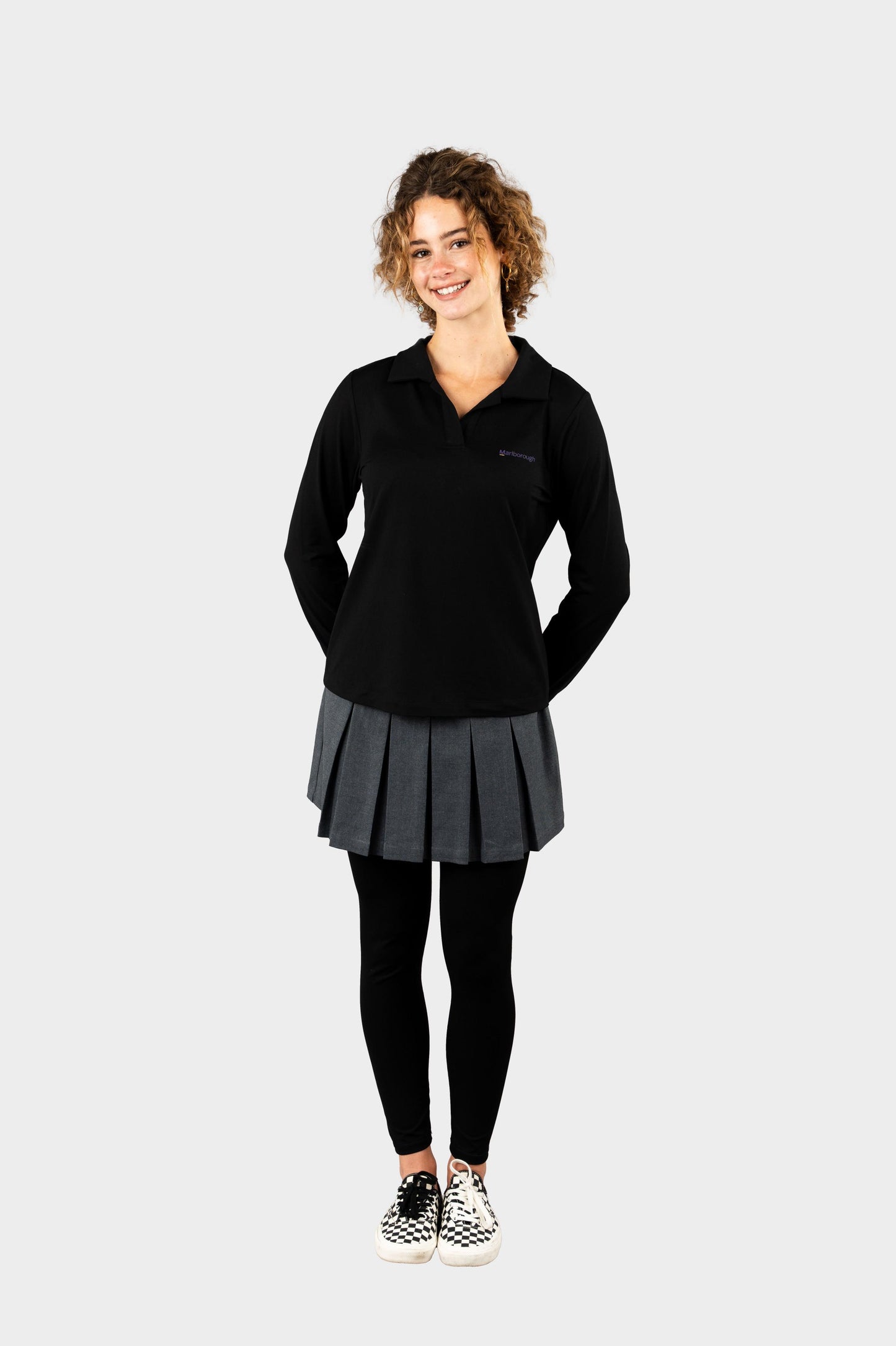 Marlborough Cozy Long Sleeve Polo Black