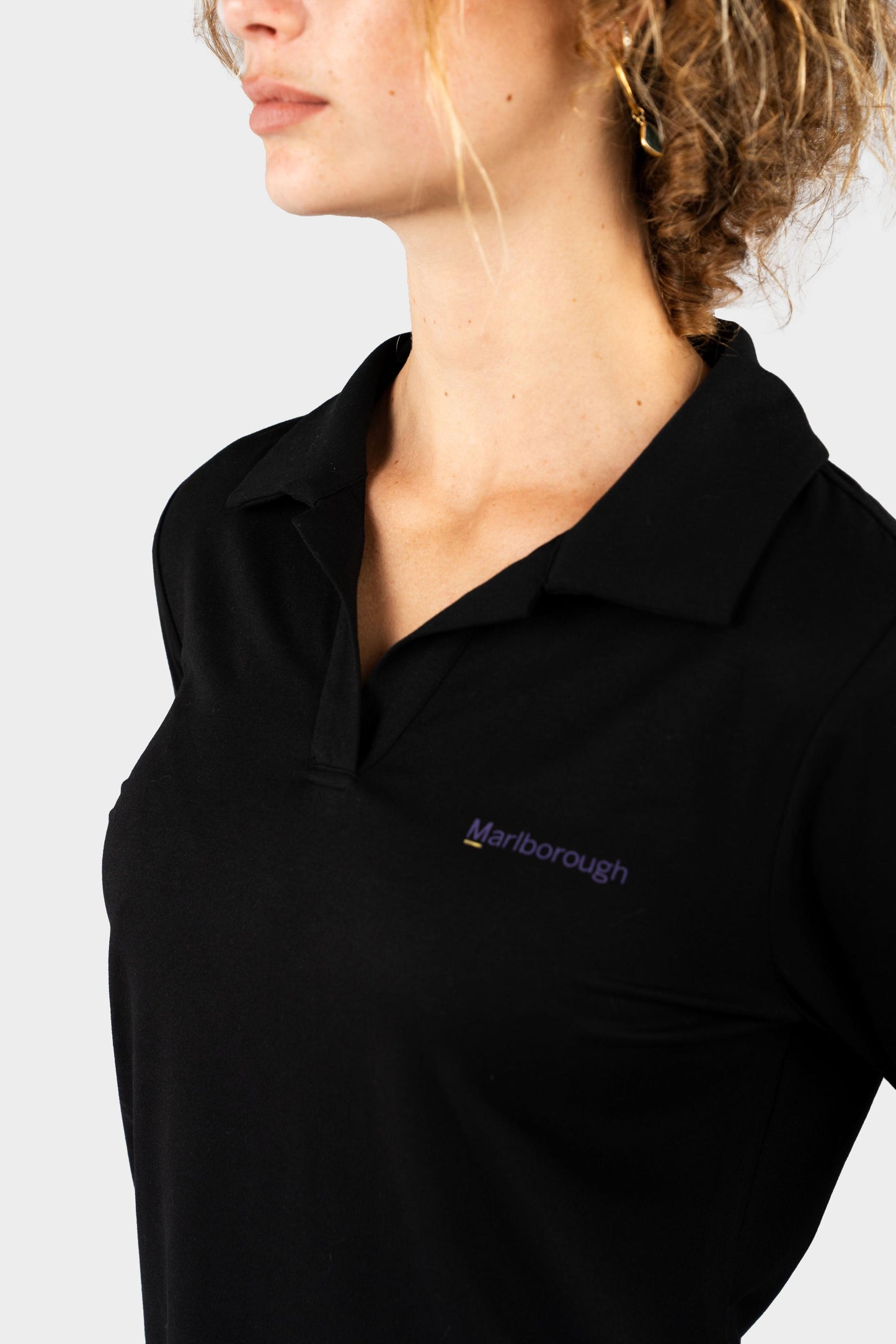 Marlborough Cozy Long Sleeve Polo Black