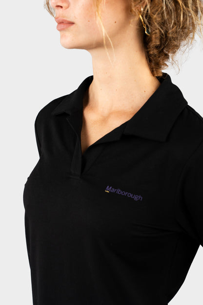 Marlborough Cozy Long Sleeve Polo Black