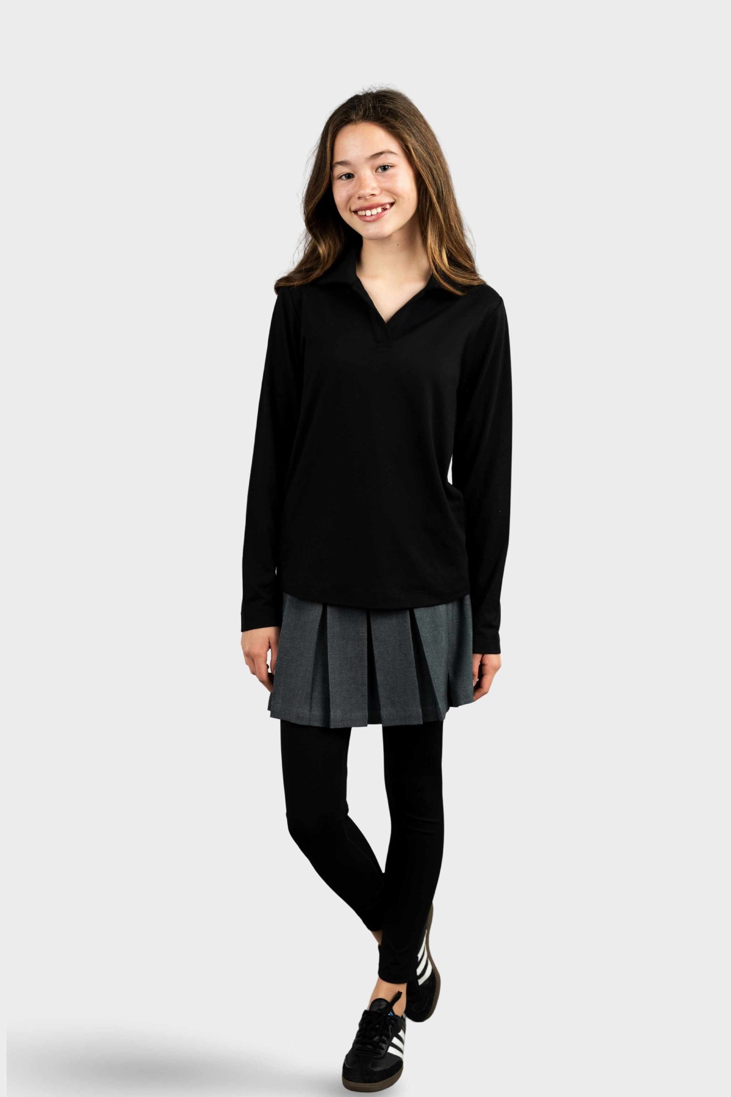 Marlborough Cozy Long Sleeve Polo Black