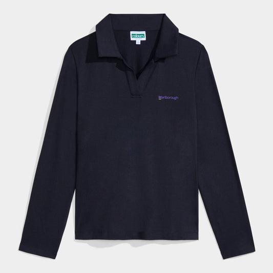 Marlborough Cozy Long Sleeve Polo Black
