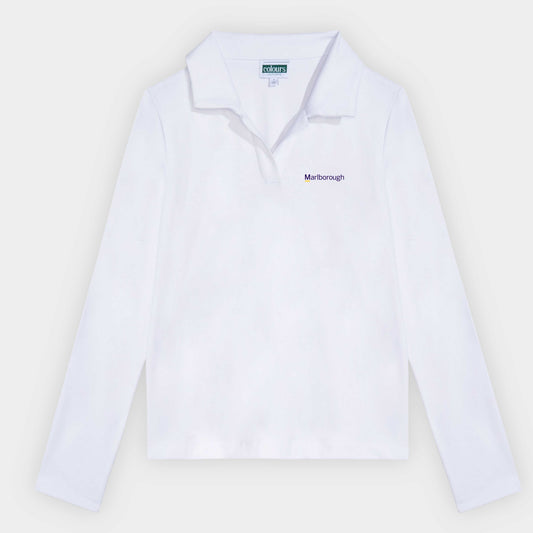 Marlborough Cozy Long Sleeve Polo White