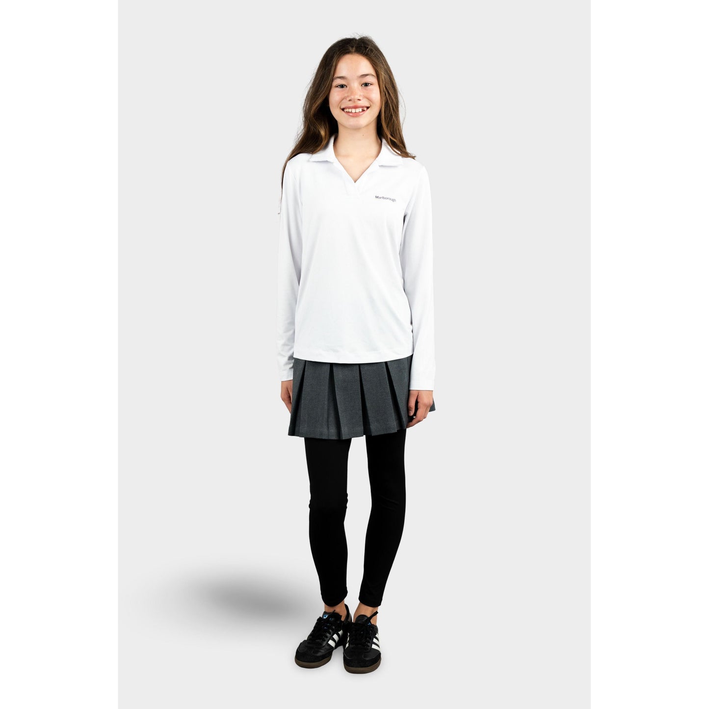 Marlborough Cozy Long Sleeve Polo White