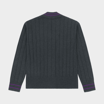 Marlborough Letterman V-Neck Cardigan Charcoal