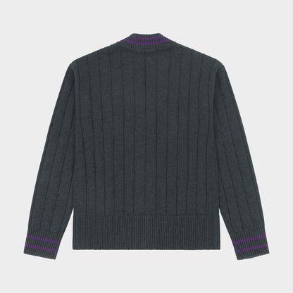 Marlborough Letterman V-Neck Cardigan Charcoal