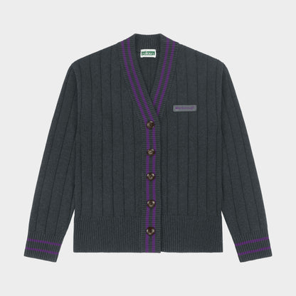 Marlborough Letterman V-Neck Cardigan Charcoal