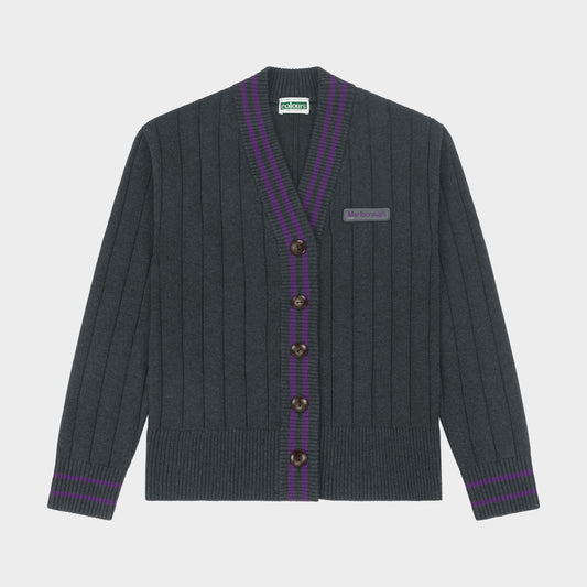 Marlborough Letterman V-Neck Cardigan Charcoal
