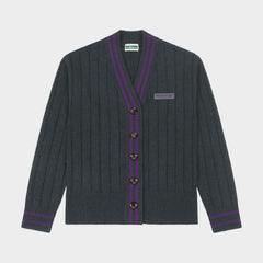 Marlborough Letterman V-Neck Cardigan Charcoal