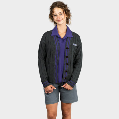 Marlborough Letterman V-Neck Cardigan Charcoal