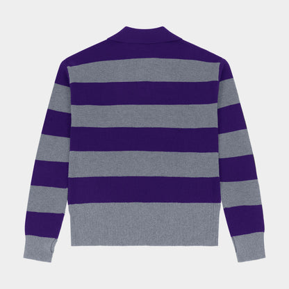 Marlborough Striped Rugby Polo Pullover Charcoal