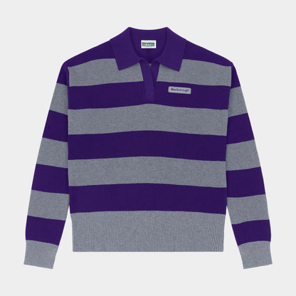 Marlborough Striped Rugby Polo Pullover Charcoal