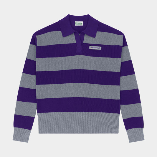 Marlborough Striped Rugby Polo Pullover Charcoal