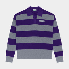 Marlborough Striped Rugby Polo Pullover Charcoal