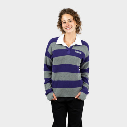 Marlborough Striped Rugby Polo Pullover Charcoal