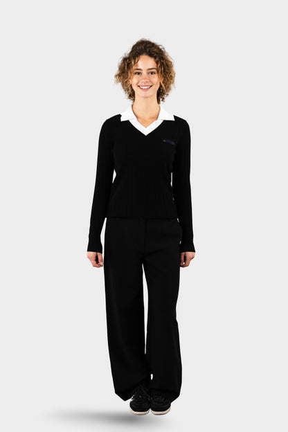 Marlborough Two-fer Pullover Black