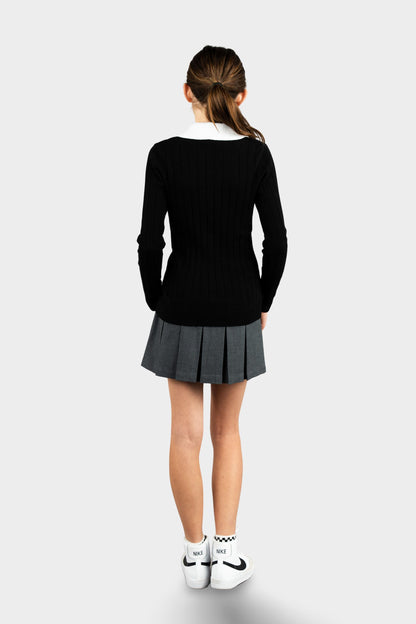 Marlborough Two-fer Pullover Black